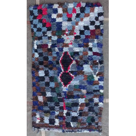 Tapis boucharouite 160x90 vintage noué main Saga