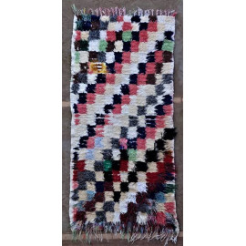 Tapis boucharouite vintage multicolore 165x80 noué main Sandy