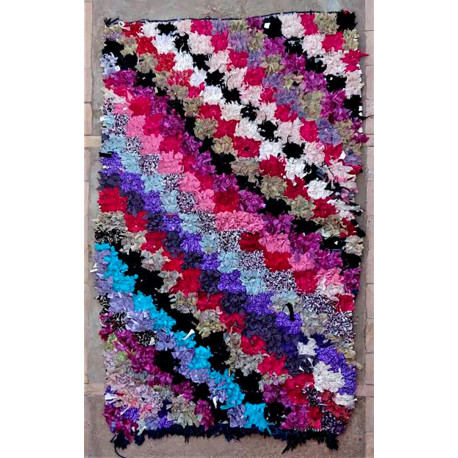 Tapis boucharouite vintage 170x100 noué main Sara