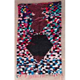 Tapis boucharouite vintage multicolore noué main 175x105 Saya