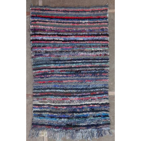 Tapis boucharouite vintage multicolore 155x95 noué main Rania