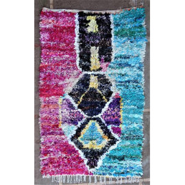 Tapis berbère boucharouite rose 240x150 noué main Rosalie