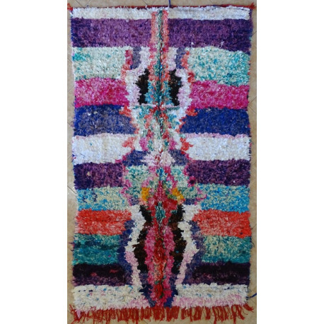 Tapis berbère boucharouite multicolore 225x130 noué main Roselise