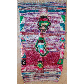 Tapis berbère boucharouite 215x125 multicolore noué main Rosine