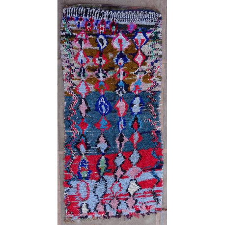 Tapis berbère boucharouite multicolore noué main 240x110 Okinawa