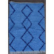 Tapis berbère boucharouite 150x110 noué main bleu Olfa