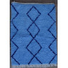 Tapis berbère boucharouite 150x110 noué main bleu Olfa