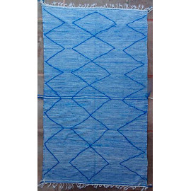 Tapis kilim laine zanafi bleu 325x185 tissé main Onésime