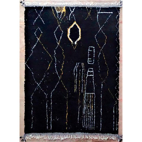 Tapis beni ouarain 100 % laine épaisse noir Smara