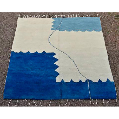 Tapis beni ouarain blanc 100 % laine épaisse 395x335 Rissani