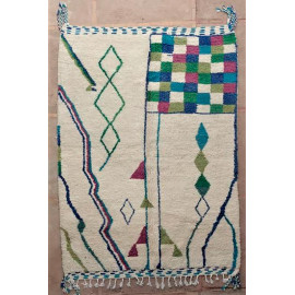 Tapis beni ouarain 100 % laine épaisse multicolore 300x210 Oum