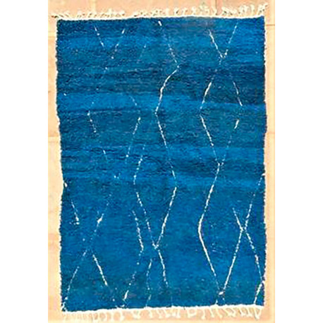 Tapis beni ouarain bleu 100 % laine épaisse Ksar