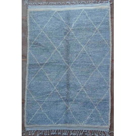 Tapis beni ouarain 100 % laine épaisse gris Essaouira