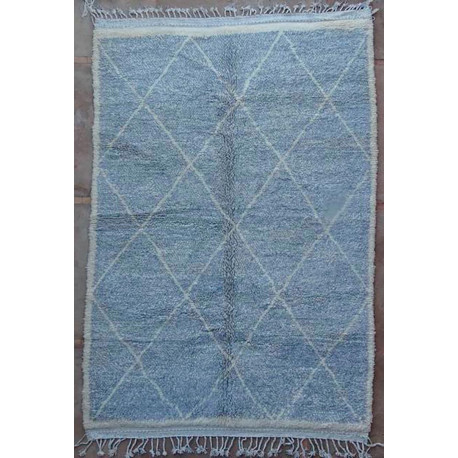 Tapis beni ouarain 100 % laine épaisse gris Essaouira