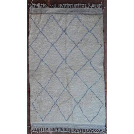 Tapis beni ouarain 100 % laine épaisse blanc 255x155 Assa