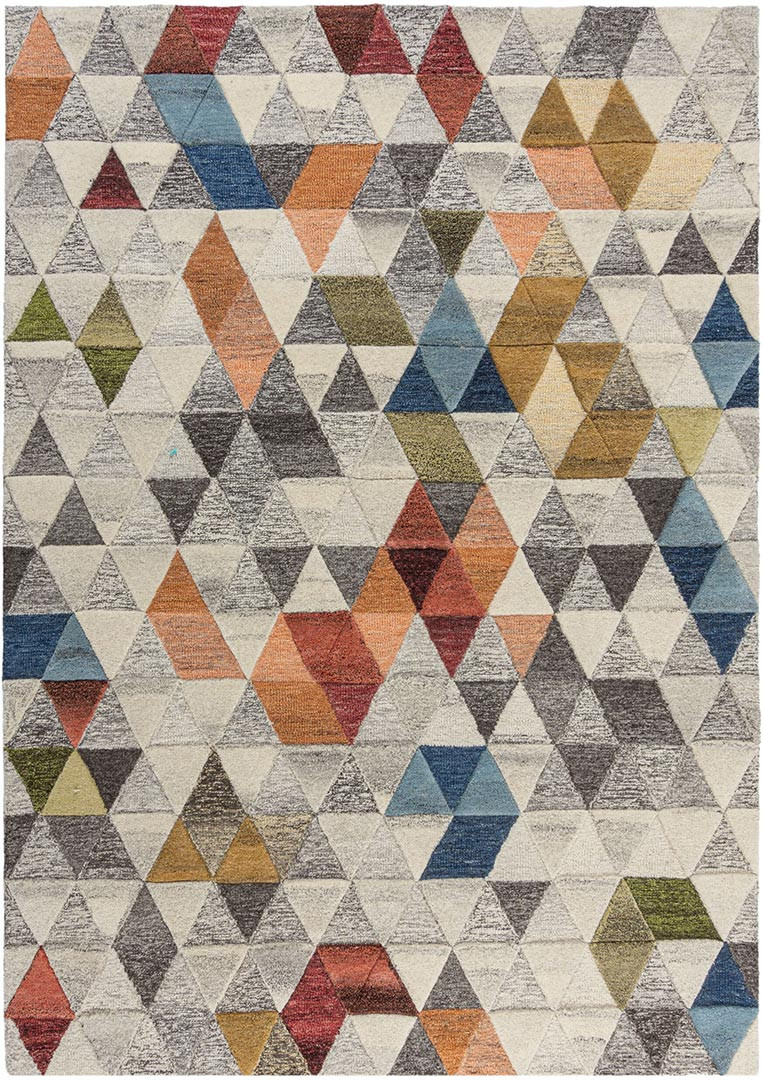 Tapis design graphique en laine multicolore Amari