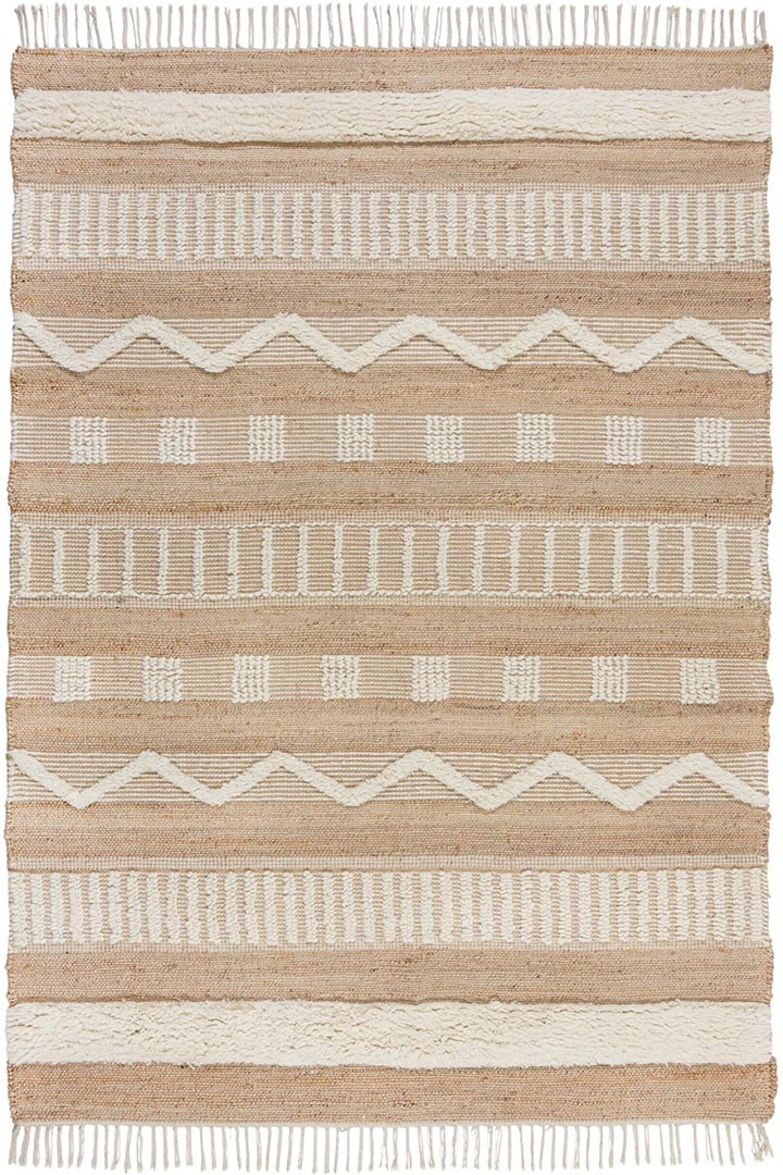 Tapis en jute à reliefs crème Medina naturel - Tapis Chic