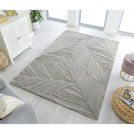 Tapis en laine effet 3D uni salon Lino Leaf