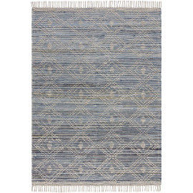 Tapis naturel en coton à franges Lissie Denim