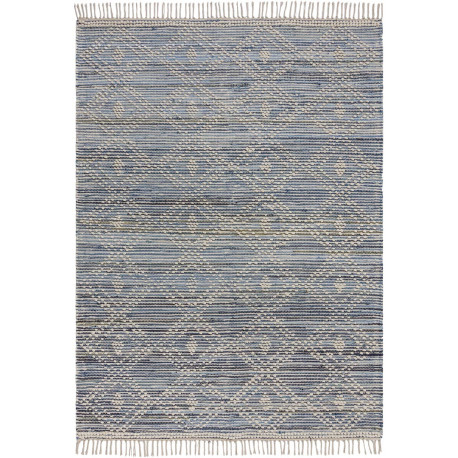 Tapis naturel en coton à franges Lissie Denim