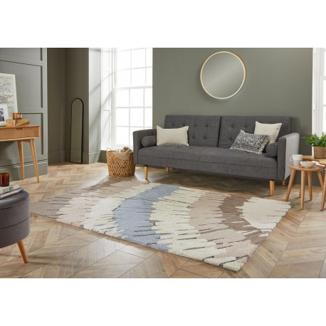 Tapis moderne effet 3D pour salon Woodgrain