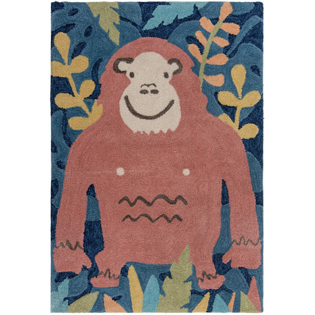 Tapis enfant multicolore Jungle Monkey