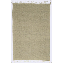 Tapis kilim laine zanafi beige 295x200 tissé main Oreane