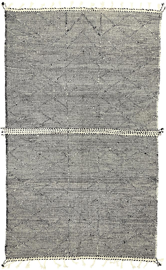 Tapis kilim laine zanafi gris 310x185 tissé main Orchidée