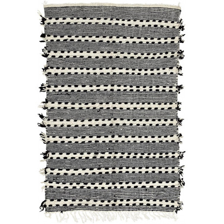 Tapis kilim laine zanafi noir tissé main Orainda