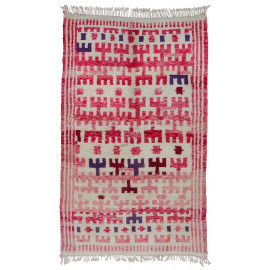 Tapis beni ouarain mrirt 100% laine blanc Isis