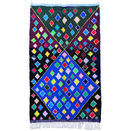 Tapis berbère boucharouite noir 225x135 noué main Omina