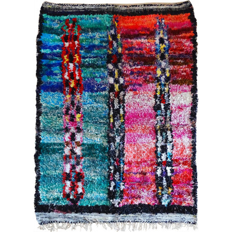 Tapis berbère boucharouite rouge noué main 215x155 Opale