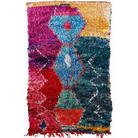 Tapis berbère boucharouite noué main multicolore 225x135 Rosita