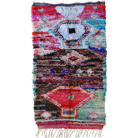 Tapis berbère boucharouite 220x130 multicolore noué main Rosie