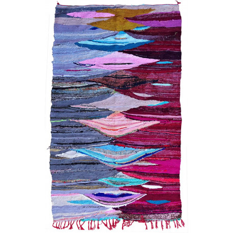 Tapis berbère multicolore en coton et tissus recyclés 240x135 Milana