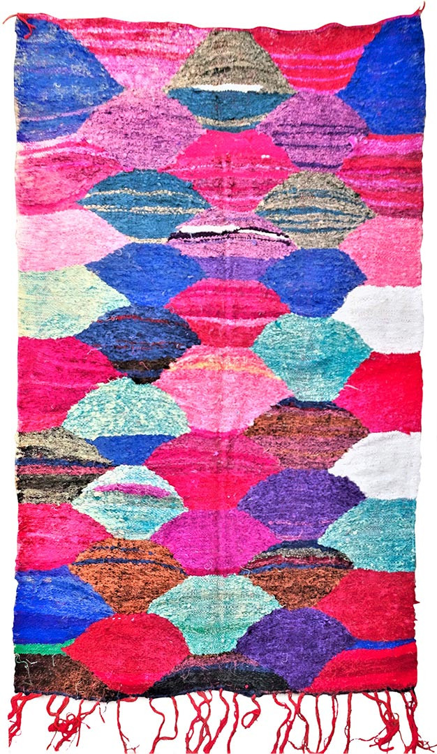 Tapis berbère multicolore 230x140 en coton et tissus recyclés Ilona