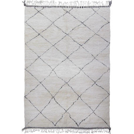 Tapis beni ouarain en laine épaisse blanc 350x235 Temsia