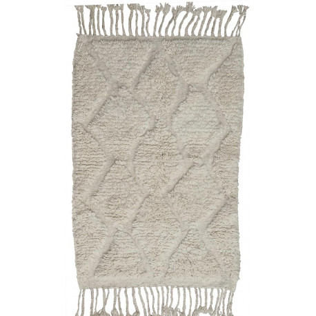 Tapis beni ouarain blanc en laine 120x80 Casa