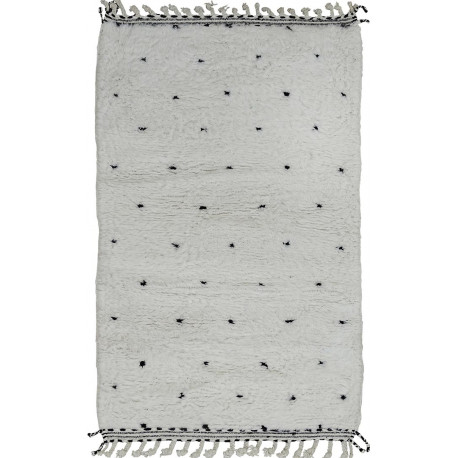 Tapis beni ouarain blanc en laine épaisse 170x105 Aris