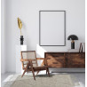 Tapis beni ouarain blanc en laine 120x80 Casa