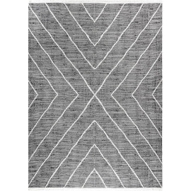 Tapis motif ethnique à franges lavable en machine Dam