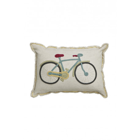 Coussin rectangulaire en coton avec broderie à la main Bike