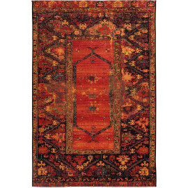 Tapis d'intérieur et extérieur ethnique rouge Elina