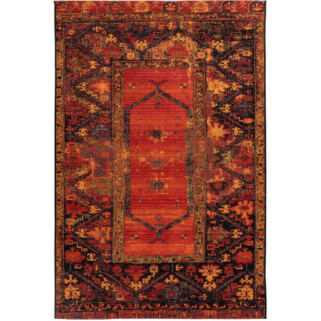 Tapis d'intérieur et extérieur ethnique rouge Elina