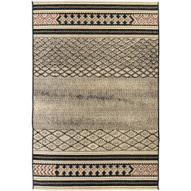 Tapis d'intérieur et extérieur oriental beige et noir Gaby