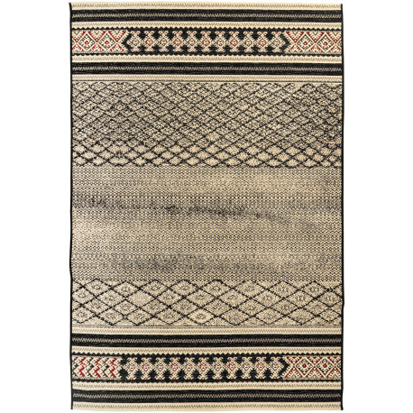 Tapis d'intérieur et extérieur oriental beige et noir Gaby