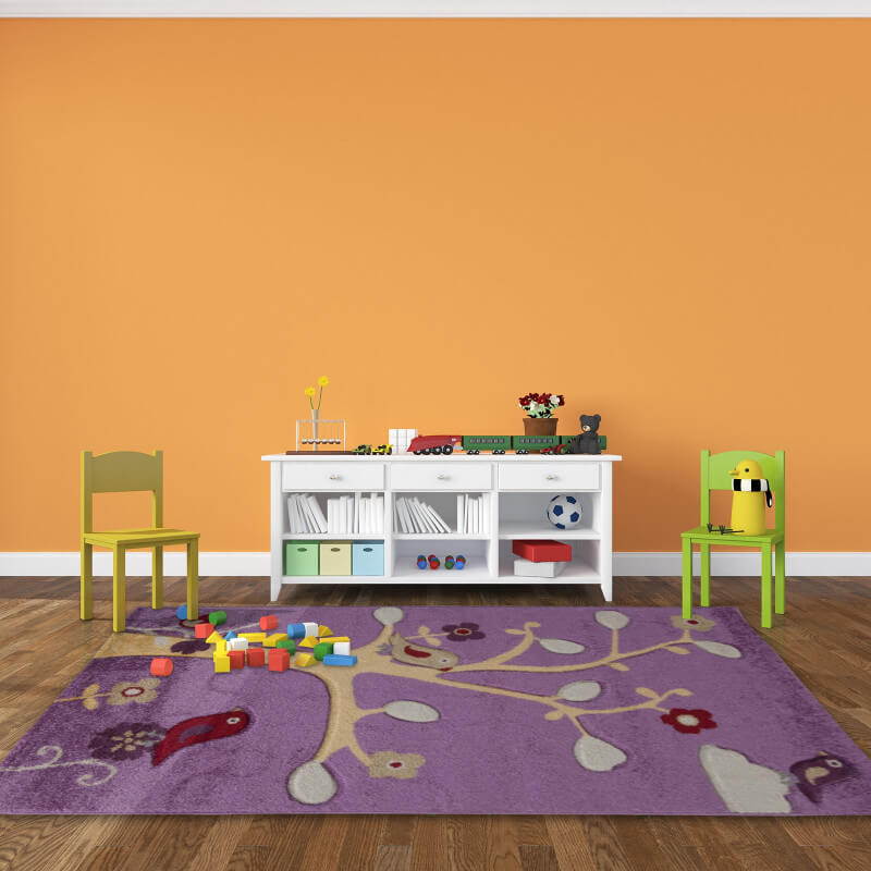 Tapis de chambre pour fille violet happy Disposition des tapis dans une chambre