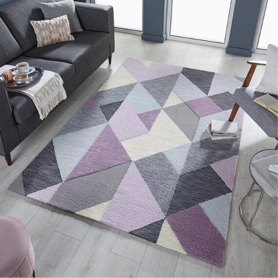Tapis cosy rond à poils longs violet 160x160cm Moelleux | Maisons du Monde