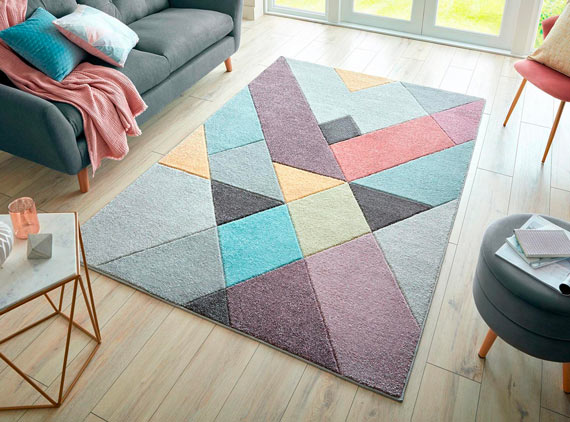 Tapis de salon geometrique multicolore Mika