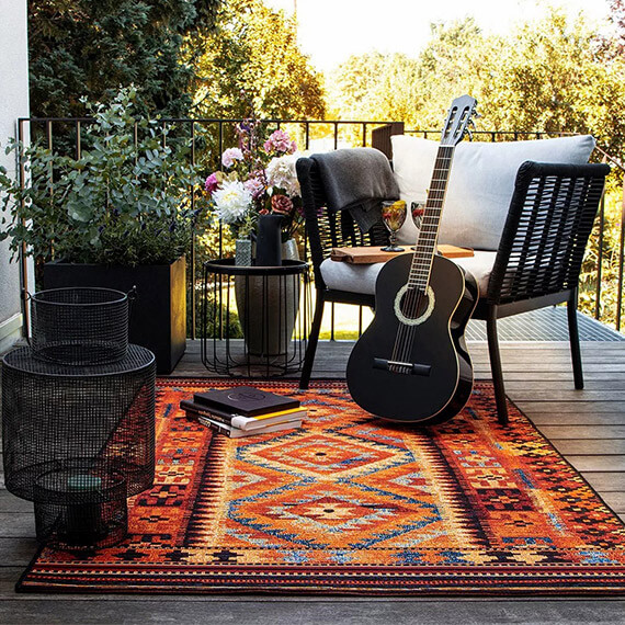 Tapis d'intérieur et extérieur ethnique géométrique Kobe